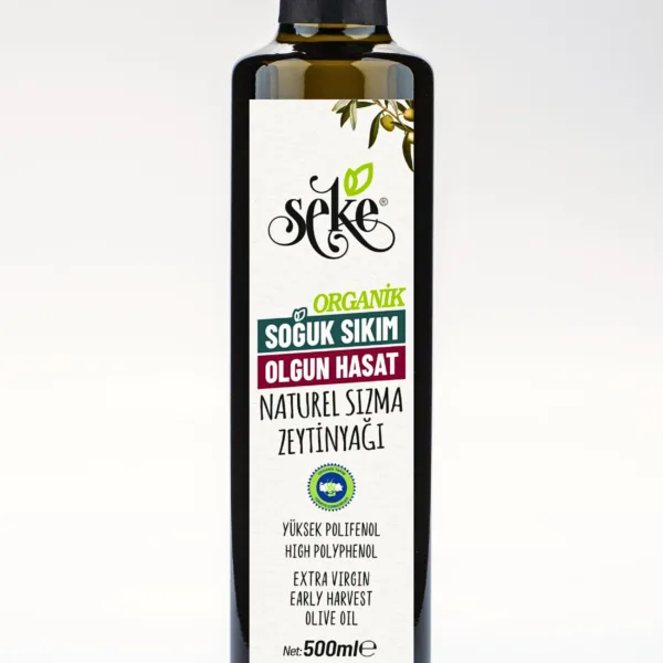 Organik Olgun Hasat Soğuk Sıkım Natural Sızma Zeytinyağı 500 ML görseli.